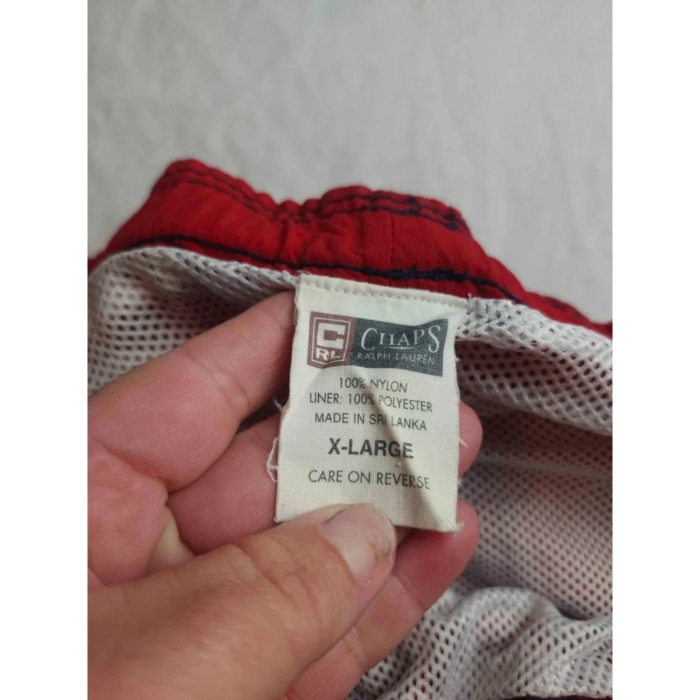 Vintage 90s Chaps Ralph Lauren Cargo Swim Trunks Mens Size XL Red Woven Lined